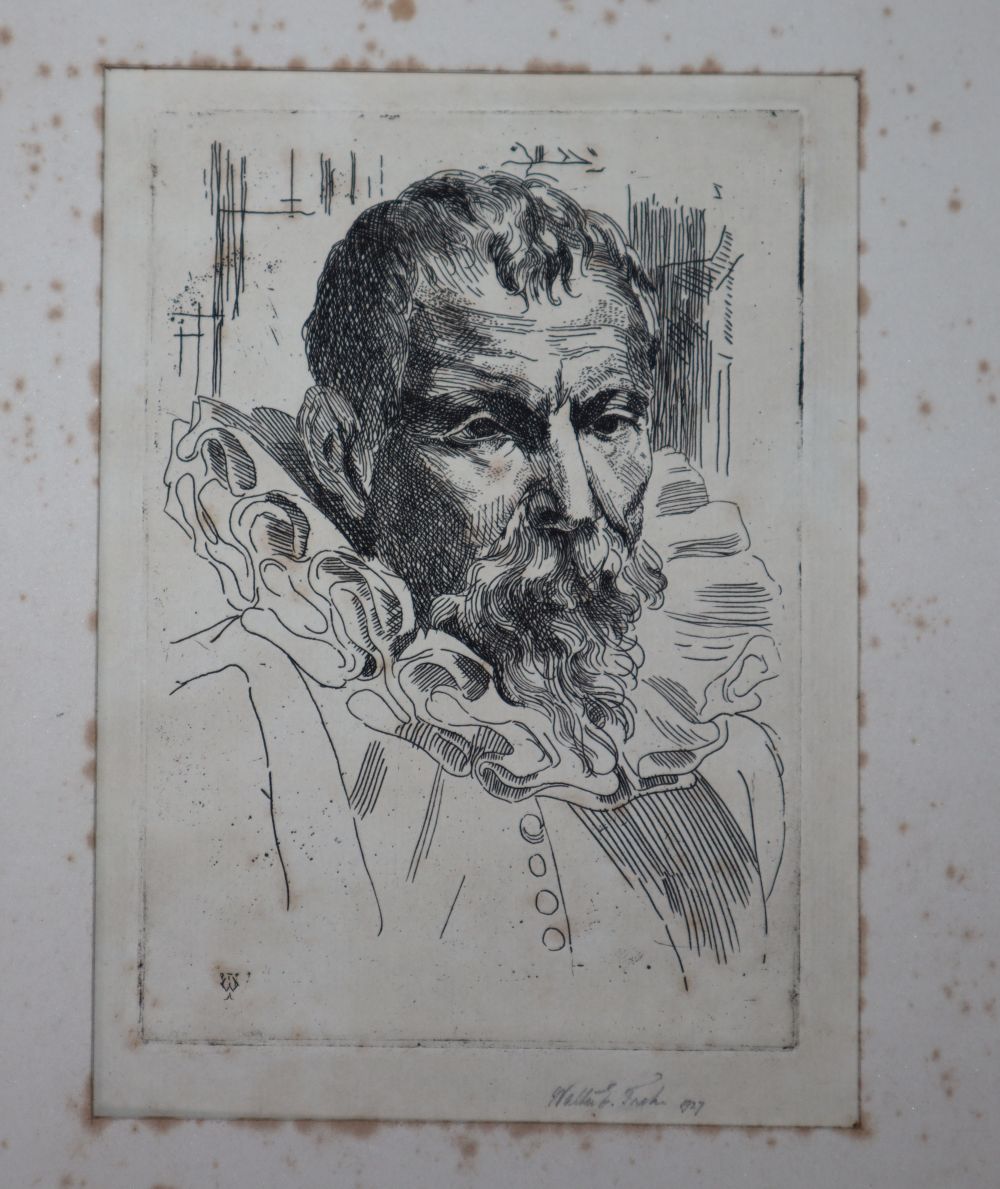 After Sir Anthony Van Dyke, etching, Petrus Breugal, plate mark 12.5 x 9cm